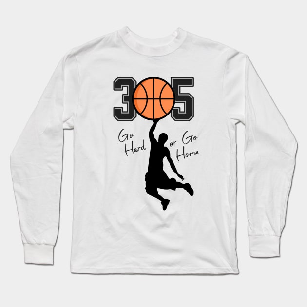 305 Miami basketball Long Sleeve T-Shirt by Spark of Geniuz